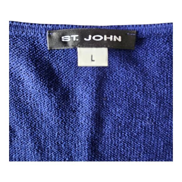 ST. JOHN solid navy scoop neck sleeveless Classic Santana knit tank top L - Picture 3 of 5